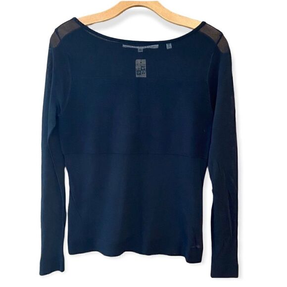 Max Studio Sz M NWT Black Sexy Silk Sheer Long Sleeves Elegant Date Night Top - Picture 1 of 8